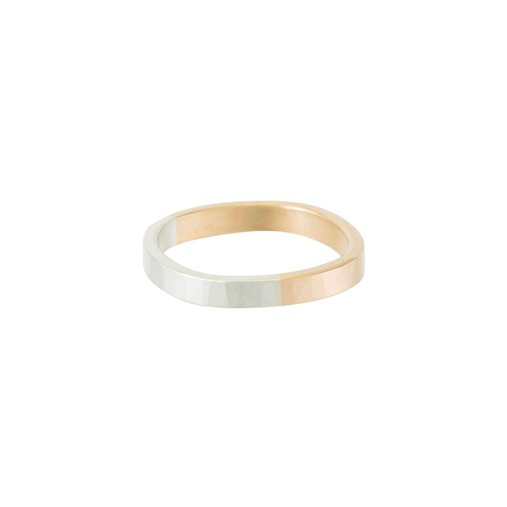 TTRS3.yg.s 3mm Wide 14k Yellow Gold and Silver Round Ring