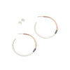 E310t.rg Tri-Toned Mixed Metal Classic Hoop Earrings in Rose Gold, Sterling Silver and Black Oxidized Silver