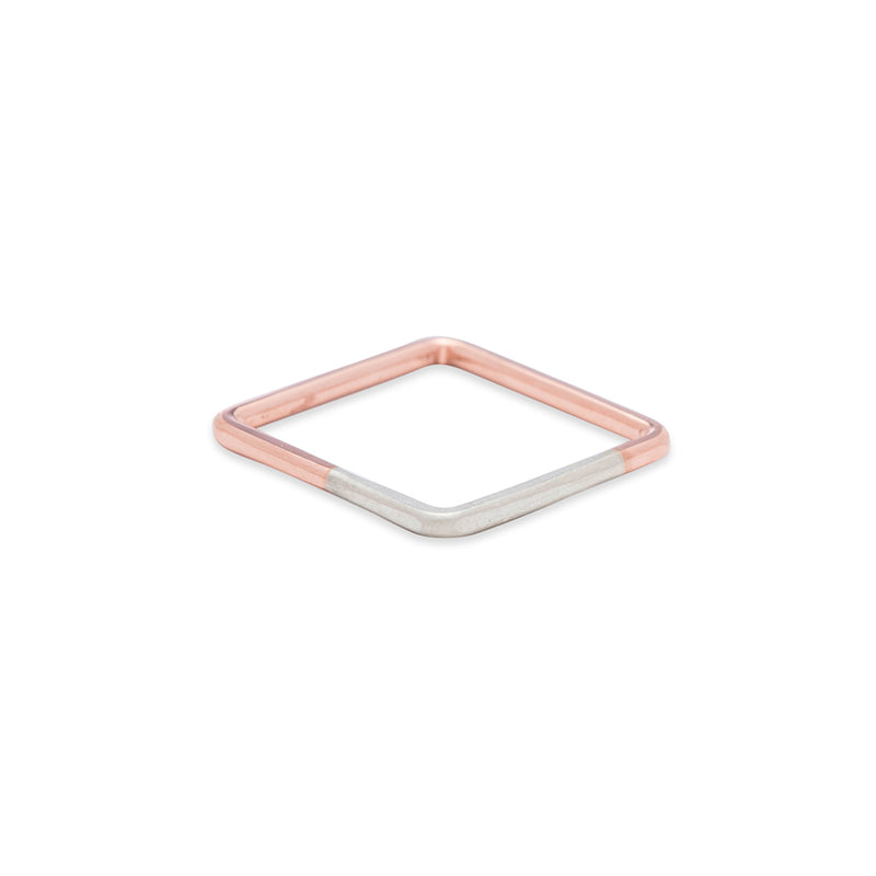 1.5mm Wide 14k Gold & Silver Square Ring - Colleen Mauer Designs
