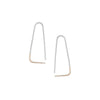 E303s.yg Small Two-Toned Mixed Metal Triangle Pull-Through Earrings in Sterling Silver and Yellow Gold