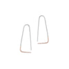 E303s.rg Small Two-Toned Mixed Metal Triangle Pull-Through Earrings in Sterling Silver and Rose Gold