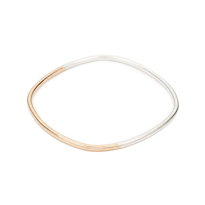 B99s.yg Thick Silver & Yellow Gold Square Bangle Bracelet in Sterling Silver and Yellow Gold