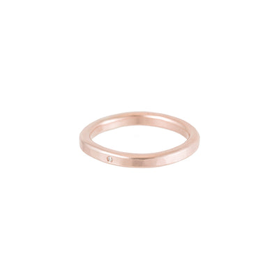 TGRS.rg-k-1.0 2.5mm Wide Gold Round Ring with Diamond in Rose Gold