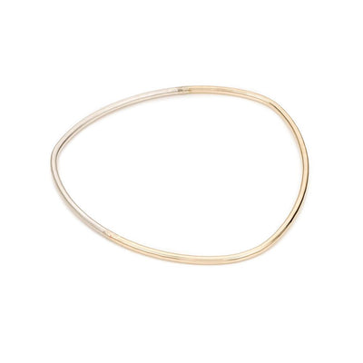 B88g.yg Thick Yellow Gold & Silver Individual Bangle Bracelet (Mostly Gold)
