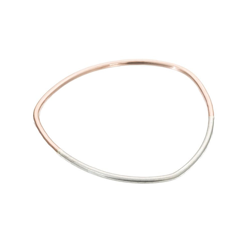 B88g.yg Thick Yellow Gold & Silver Individual Bangle Bracelet (Mostly Gold)