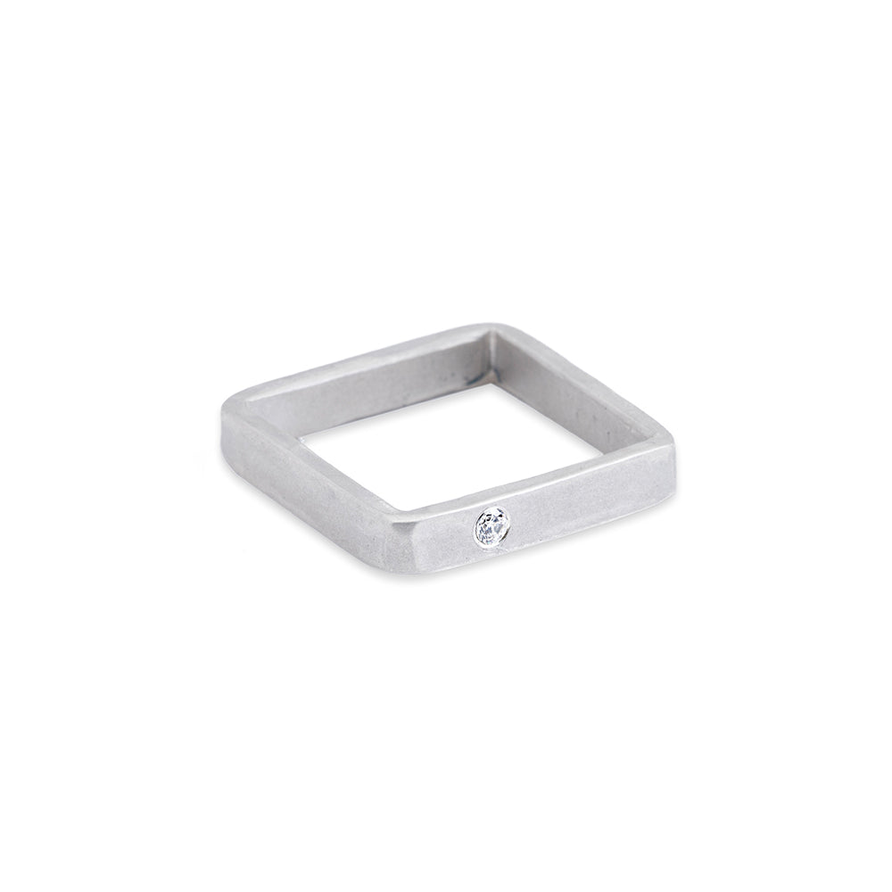 3mm Wide Silver Ring with Tiny Diamond | Colleen Mauer Designs