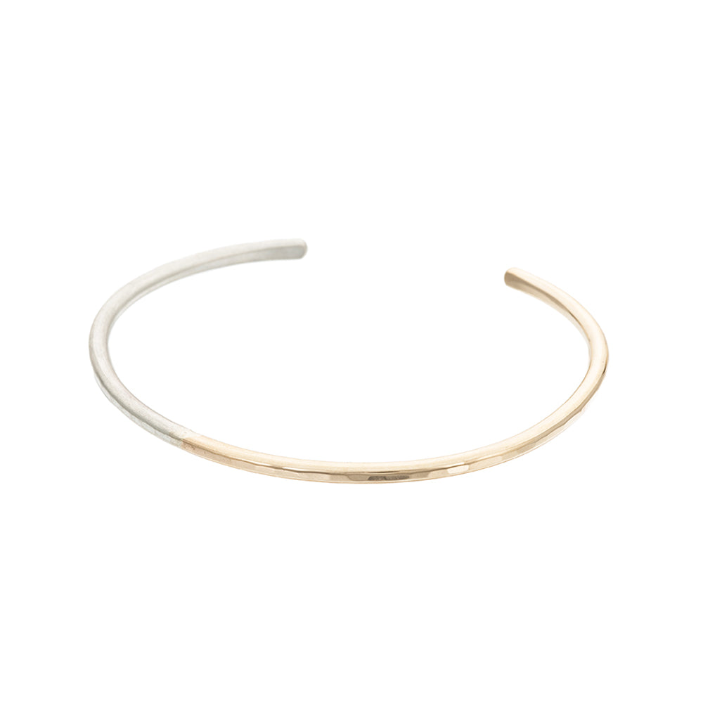 B87g.yg Thick Yellow Gold & Silver Gibbous Cuff Bracelet (Mostly Gold)