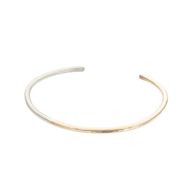 B87g.yg Thick Yellow Gold & Silver Gibbous Cuff Bracelet (Mostly Gold)