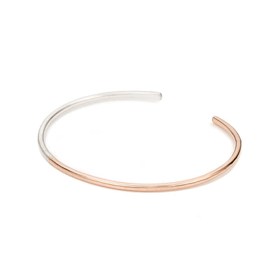 B87g.rg Thick Rose Gold & Silver Gibbous Cuff Bracelet (Mostly Gold)