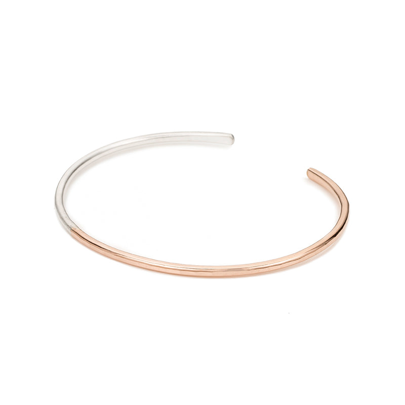 B87g.yg Thick Yellow Gold & Silver Gibbous Cuff Bracelet (Mostly Gold)