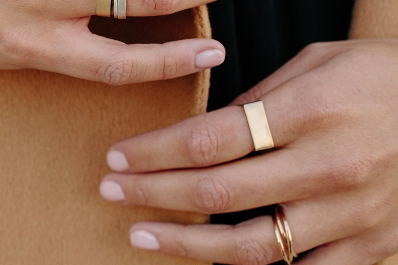 14k Gold Square Plane Ring - Colleen Mauer Designs
