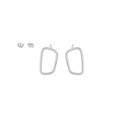 E345s Rectangle Stud Earrings in Sterling Silver