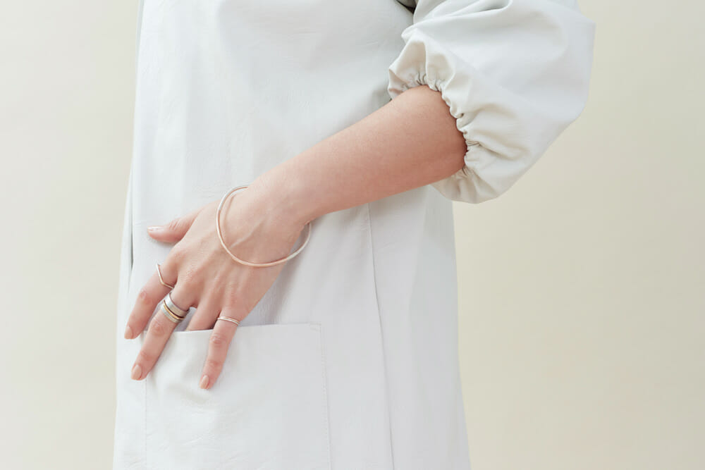 R37.RND 3-Stack Two-Toned Round Densa Ring Set in Silver and Yellow Gold