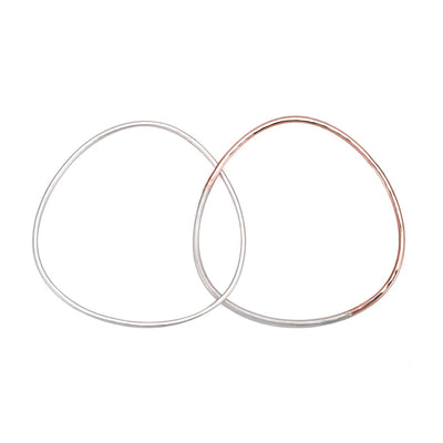 B101.2s.rg 2-Loop Two-Toned and Monotone Interlocking Bangle in Silver and Rose Gold