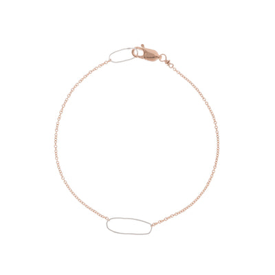B103g.rg Rectangle & Delicate Chain Bracelet in Sterling Silver and Rose Gold