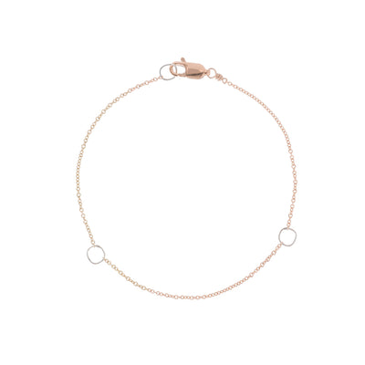 B104g.rg Square & Delicate Chain Bracelet in Rose Gold and Sterling Silver