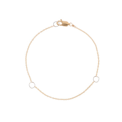 B104g.yg Square & Delicate Chain Bracelet in Yellow Gold and Sterling Silver