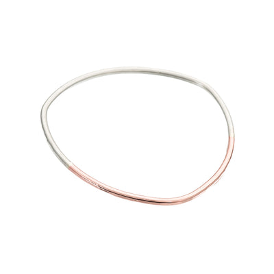 B88s.rg Thick Two-Toned Mixed Metal Triangle Bangle Bracelet in Sterling Silver and Rose Gold