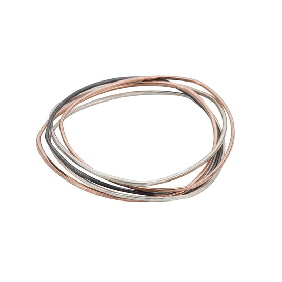 3 or 5-Loop Tri-Toned Interlocking Bangle Bracelet