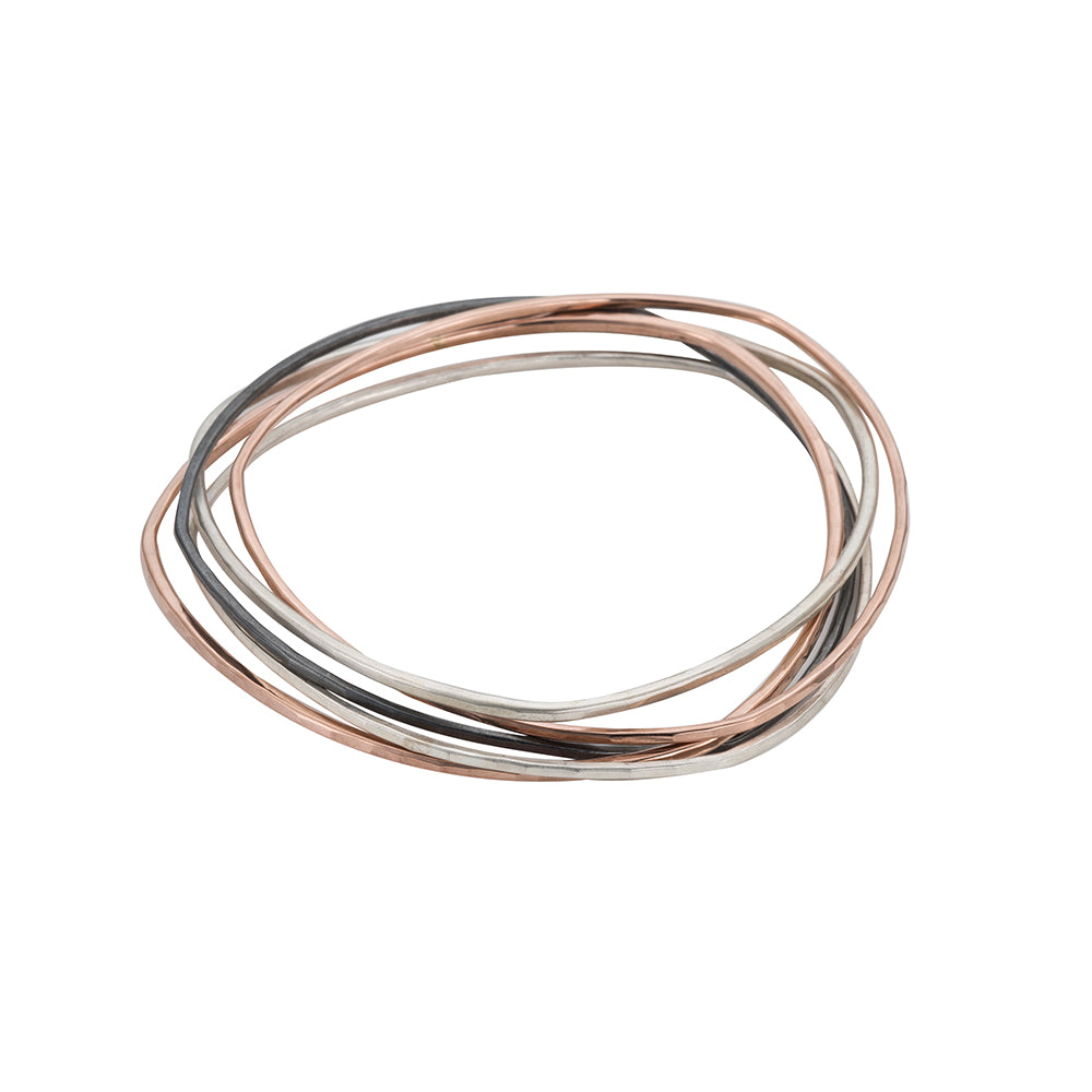 3 or 5-Loop Tri-Toned Interlocking Bangle Bracelet