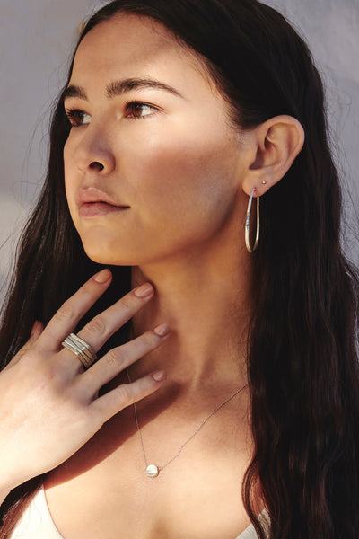 Black & White Channel Continuous Trapezoid Hoop Earrings with Tiny Diamonds - Colleen Mauer Designs