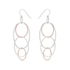 e159s.rg.yg Long Organic Multi-Hoop Earrings in Sterling Silver, Rose Gold and Yellow Gold