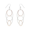 e159s.rg.yg Long Organic Multi-Hoop Earrings in Sterling Silver, Rose Gold and Yellow Gold