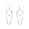 e159s.rg.yg Long Organic Multi-Hoop Earrings in Sterling Silver, Rose Gold and Yellow Gold