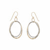 E163g.yg Two-Toned Mixed Metal Yellow Gold and Silver Double Organic Hammered Hoop Earrings