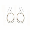 E163s.yg Two-Toned Mixed Metal Double Organic Hammered Hoop Earrings in Sterling Silver and Yellow Gold