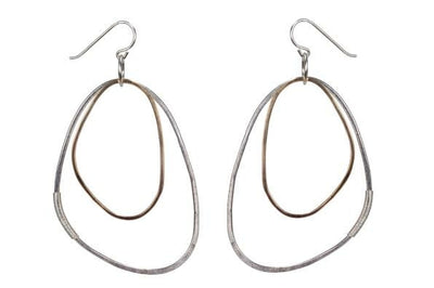 E264 Large Angular Hoop Earrings with Wire Wrapped Detail