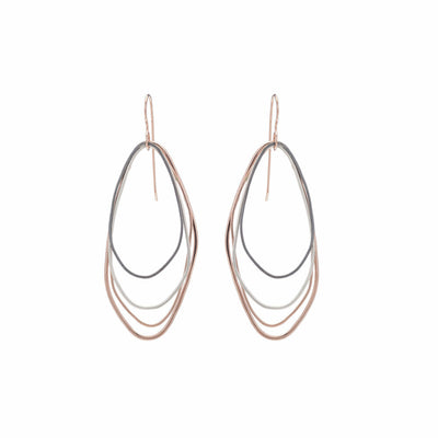 E288g.rg Large Gold Silver and Black Mixed Metal Topography Earrings
