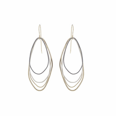 E288g.yg Large Gold Silver and Black Mixed Metal Topography Earrings