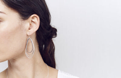 E288s.rg Large Rose Gold, Silver and Black Topography Earrings