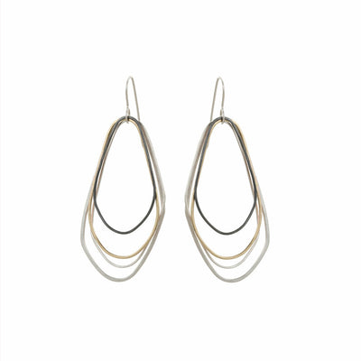 E288s.yg Large Gold Silver and Black Mixed Metal Topography Earrings