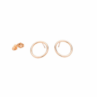 E294rg Large Circle Stud Earrings in Rose Gold