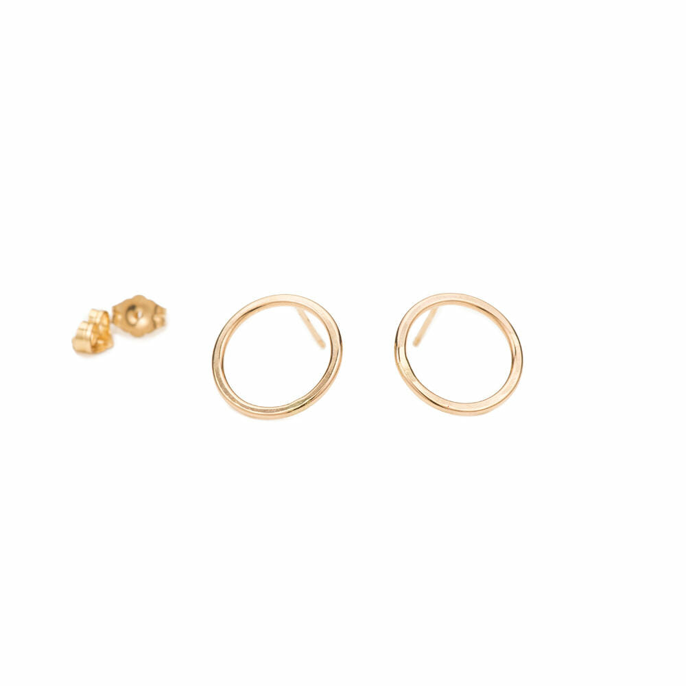 E294yg Large Circle Stud Earrings in Yellow Gold