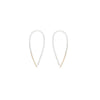 E324s.yg Small Two-Toned Mixed Metal Teardrop Pull-Through Earrings in Sterling Silver and Yellow Gold