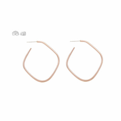 E326rg Square Hoop Earrings in Rose Gold