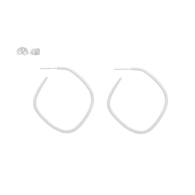 E326s Square Hoop Earrings in Sterling Silver