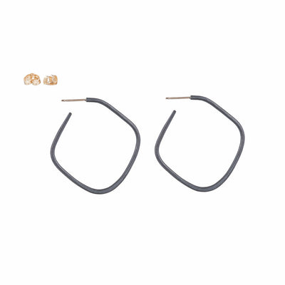 E326x Square Hoop Earrings in Black Oxidized Sterling Silver