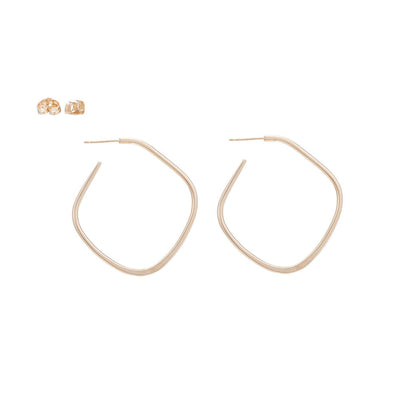 E326yg Square Hoop Earrings in Yellow Gold