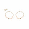 E333s.rg Large Two-Toned Rounded Square Post Earrings in Sterling Silver andRose Gold