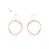 E337s.rg Interlocking Rectangle and Square Post Earrings in Rose Gold and Silver