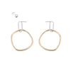 E337s.yg Interlocking Rectangle and Square Post Earrings in Yellow Gold and Silver