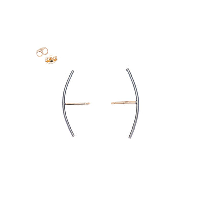 E341x Bow Post Earrings in Oxidized Silver