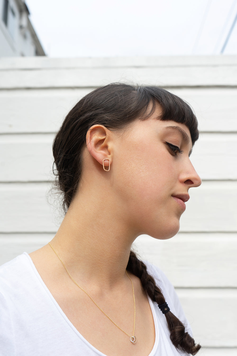 Rectangle stud earrings sales
