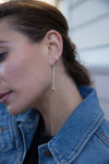 E349s.rg.yg Gold & Silver Cinq Earrings in Sterling Silver, Rose Gold and Yellow Gold - Model Image