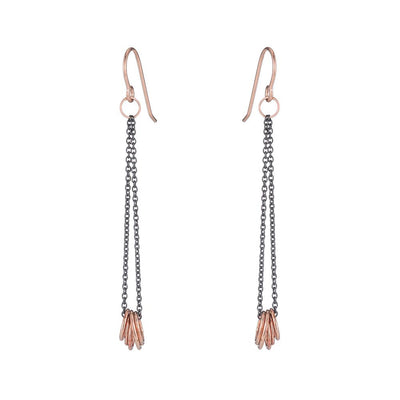 E349x.rg Black & Gold Cinq Earrings in Oxidized Silver and Rose Gold