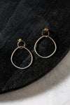 E350s.yg Interlocking Circle & Pear Post Earrings in Sterling Silver and Yellow Gold